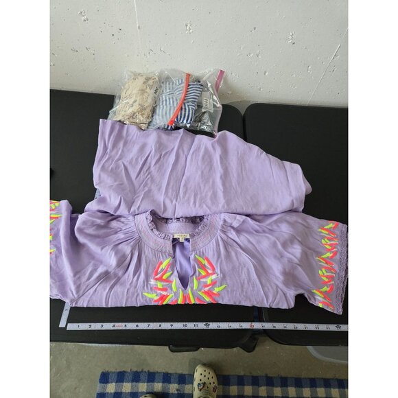 Jodifl Purple Embroidered V-Neck Knee Length Dress Size Medium Neon Easter Date - Picture 7 of 10